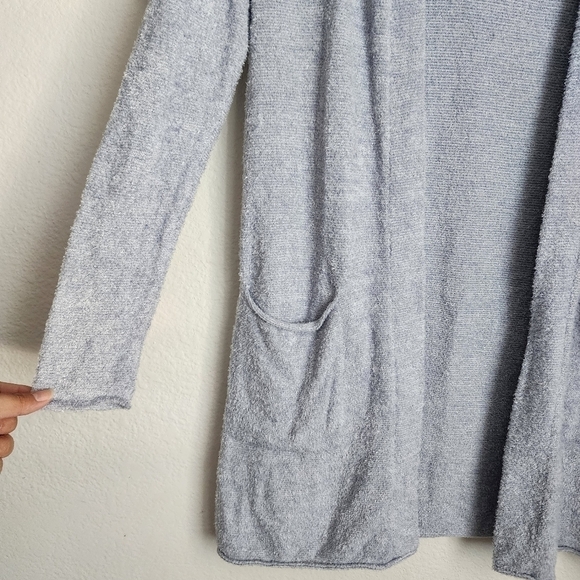 Barefoot Dreams Cozychic Lite Longline Open Front Cardigan Baby Blue Gray Lounge - Picture 4 of 9
